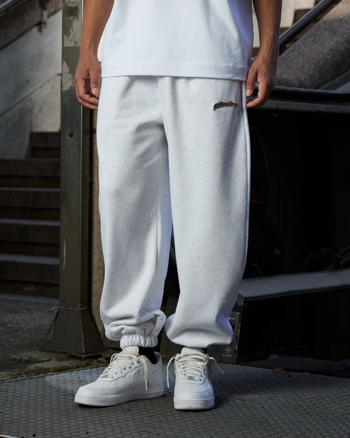 Gray Metal Logo Joggers