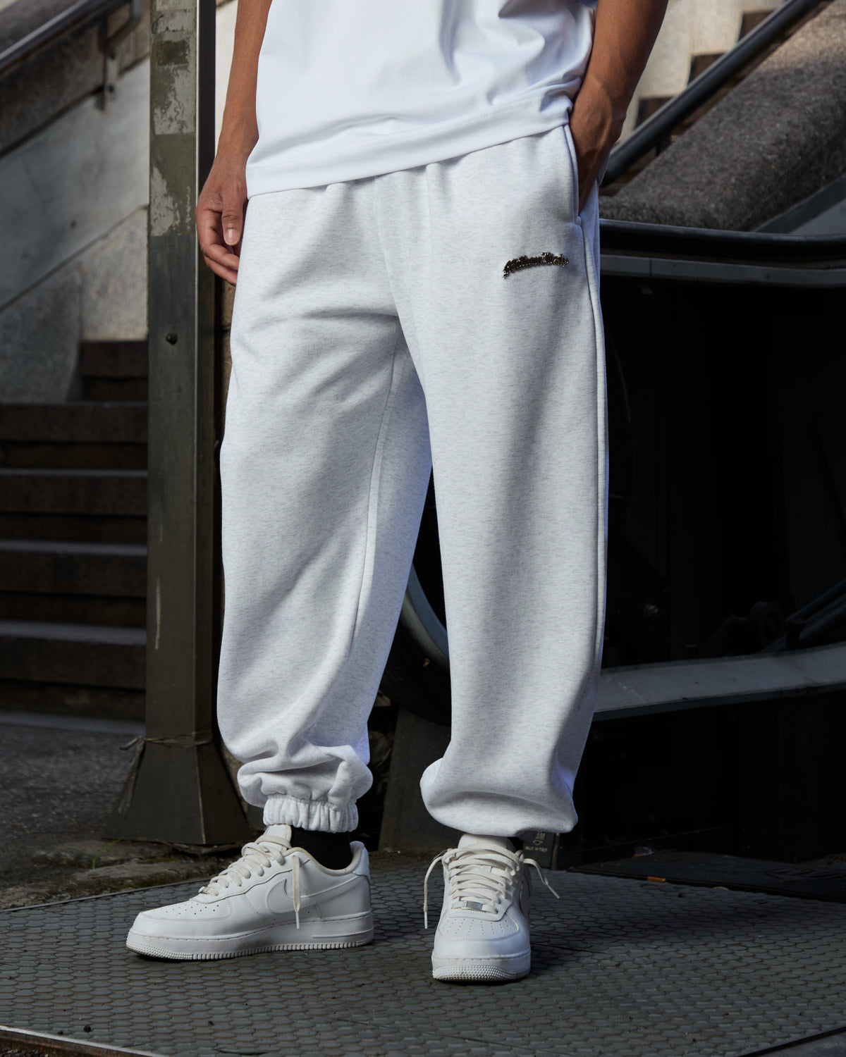 Gray Metal Logo Joggers