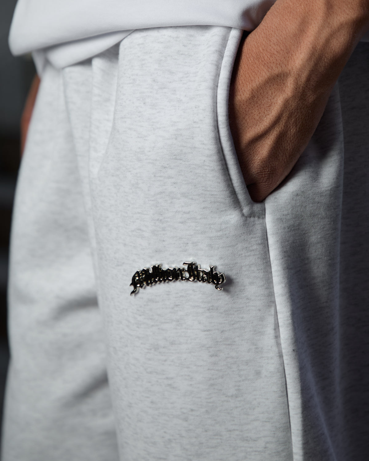 Gray Metal Logo Joggers