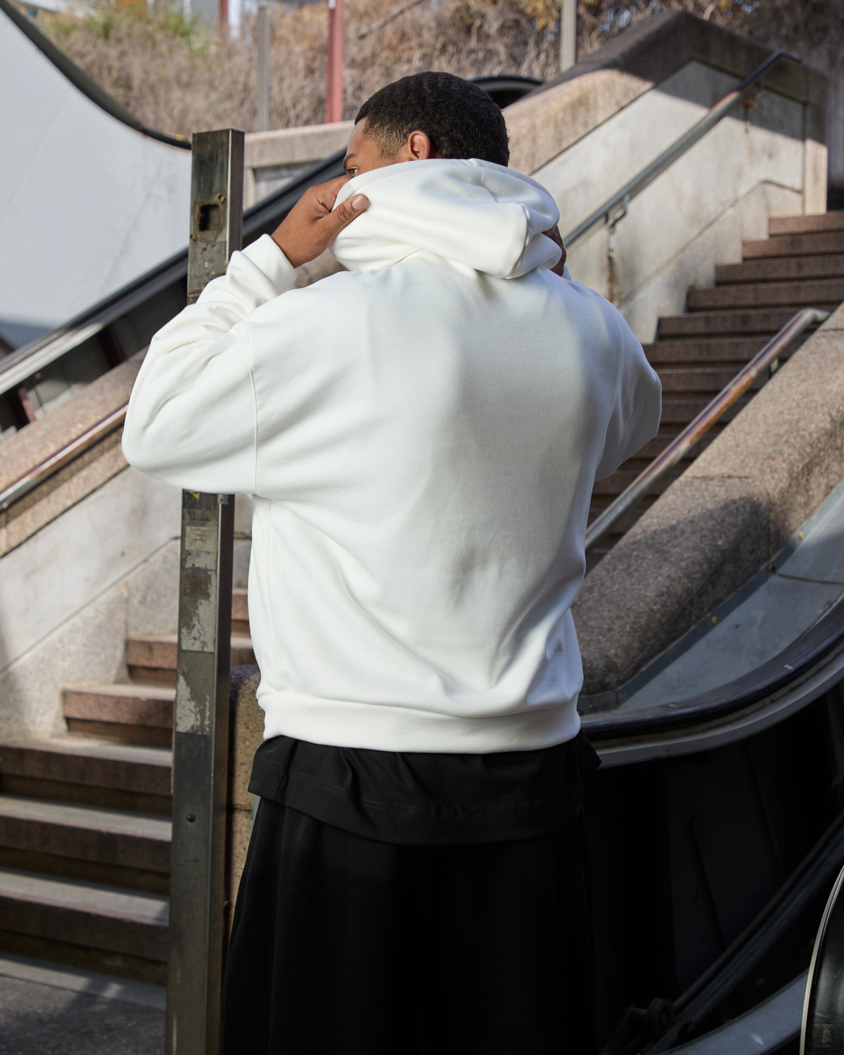 White Metal Logo Hoodie