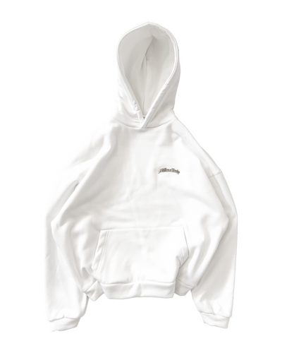 White Metal Logo Hoodie