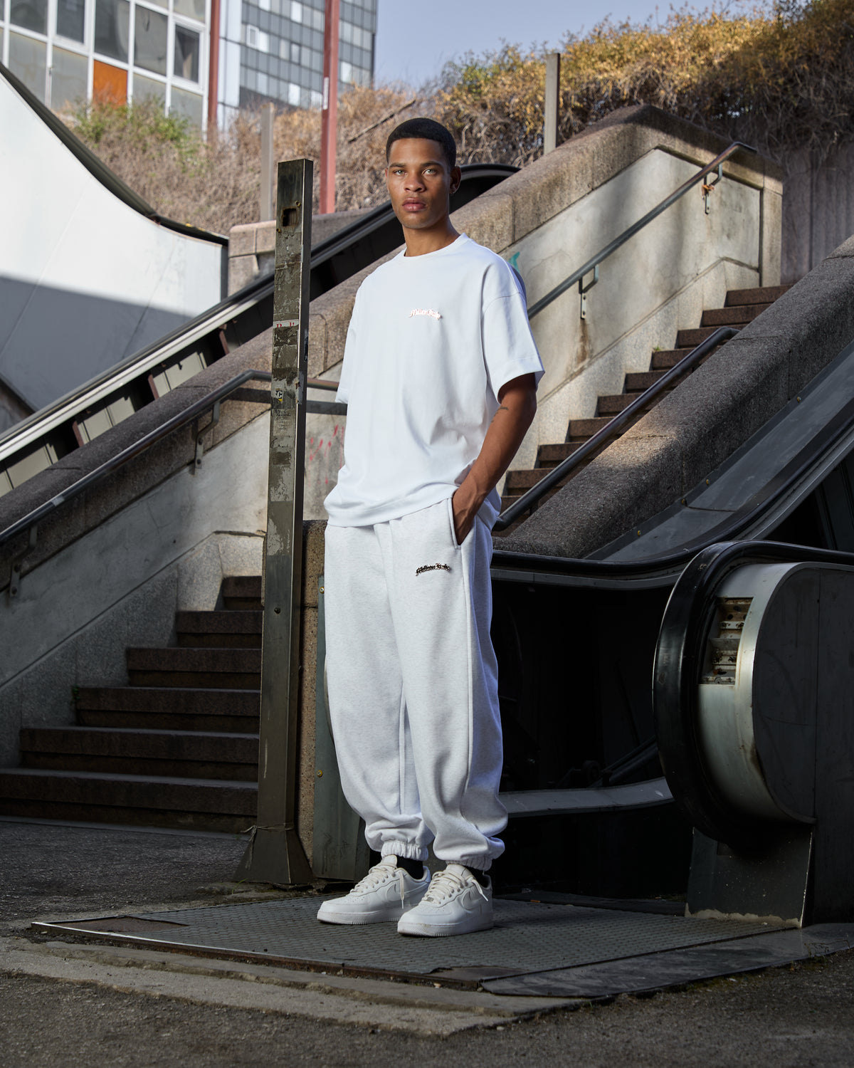 Gray Metal Logo Joggers