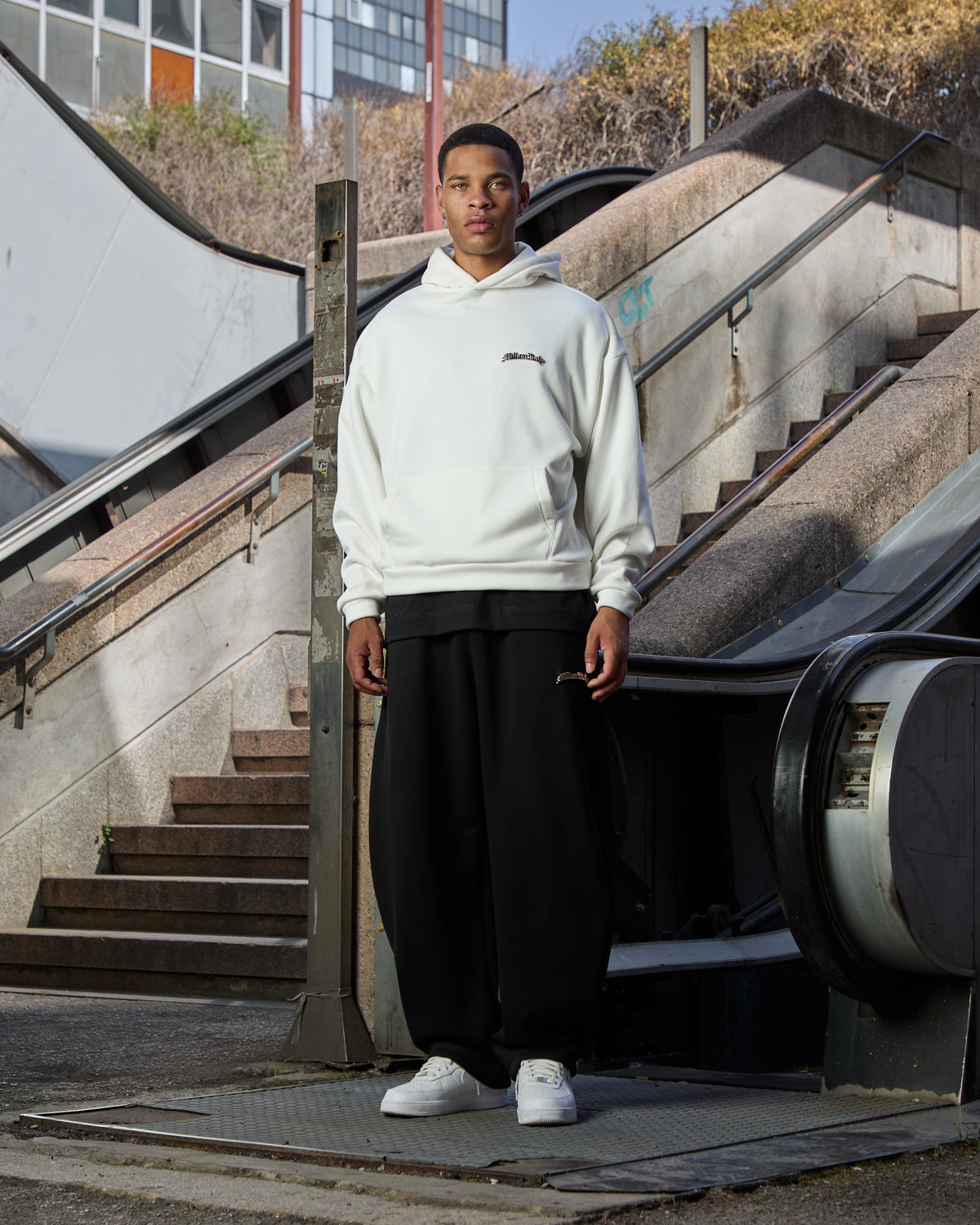 White Metal Logo Hoodie